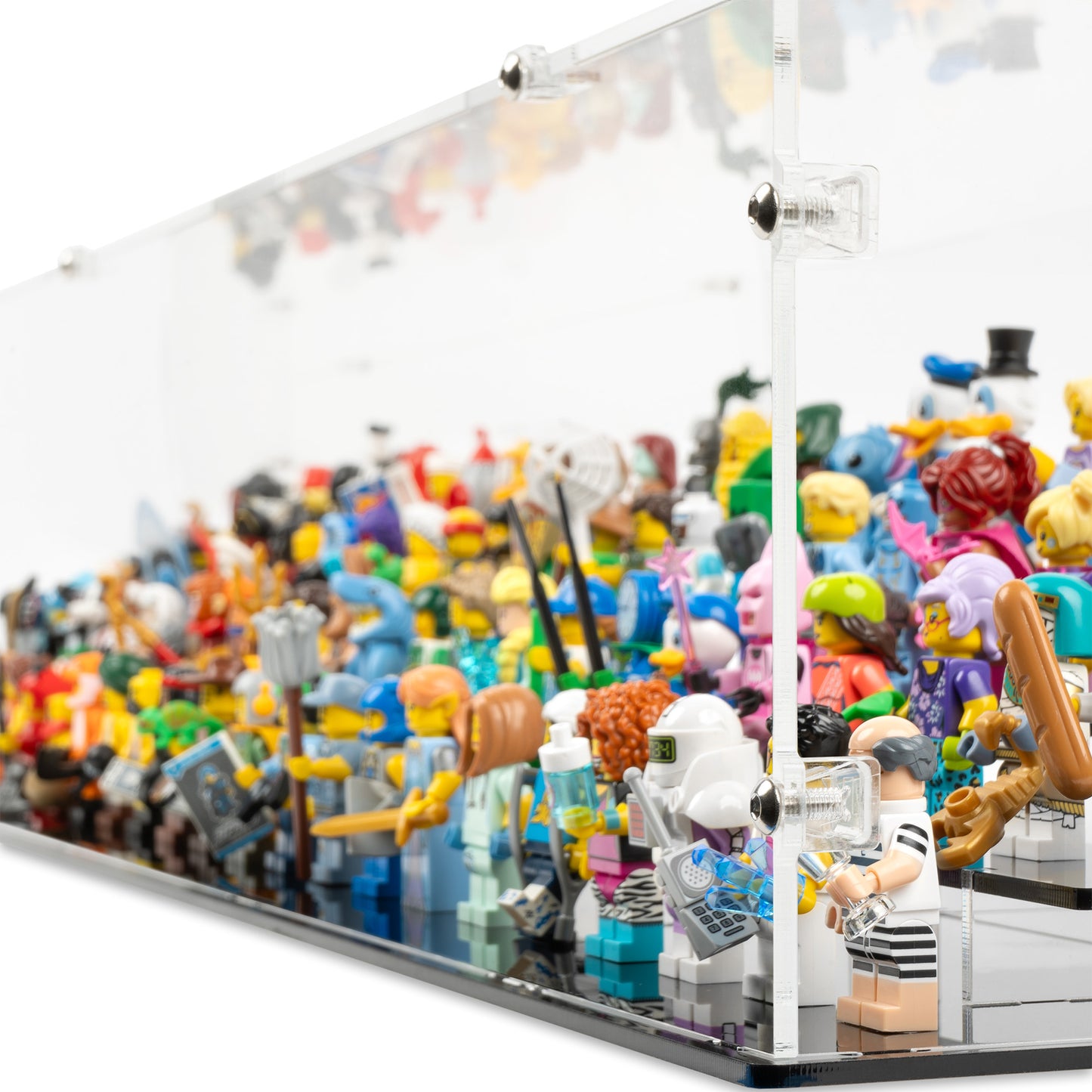 Fitting detail view of 100 LEGO Minifigures Display Case.