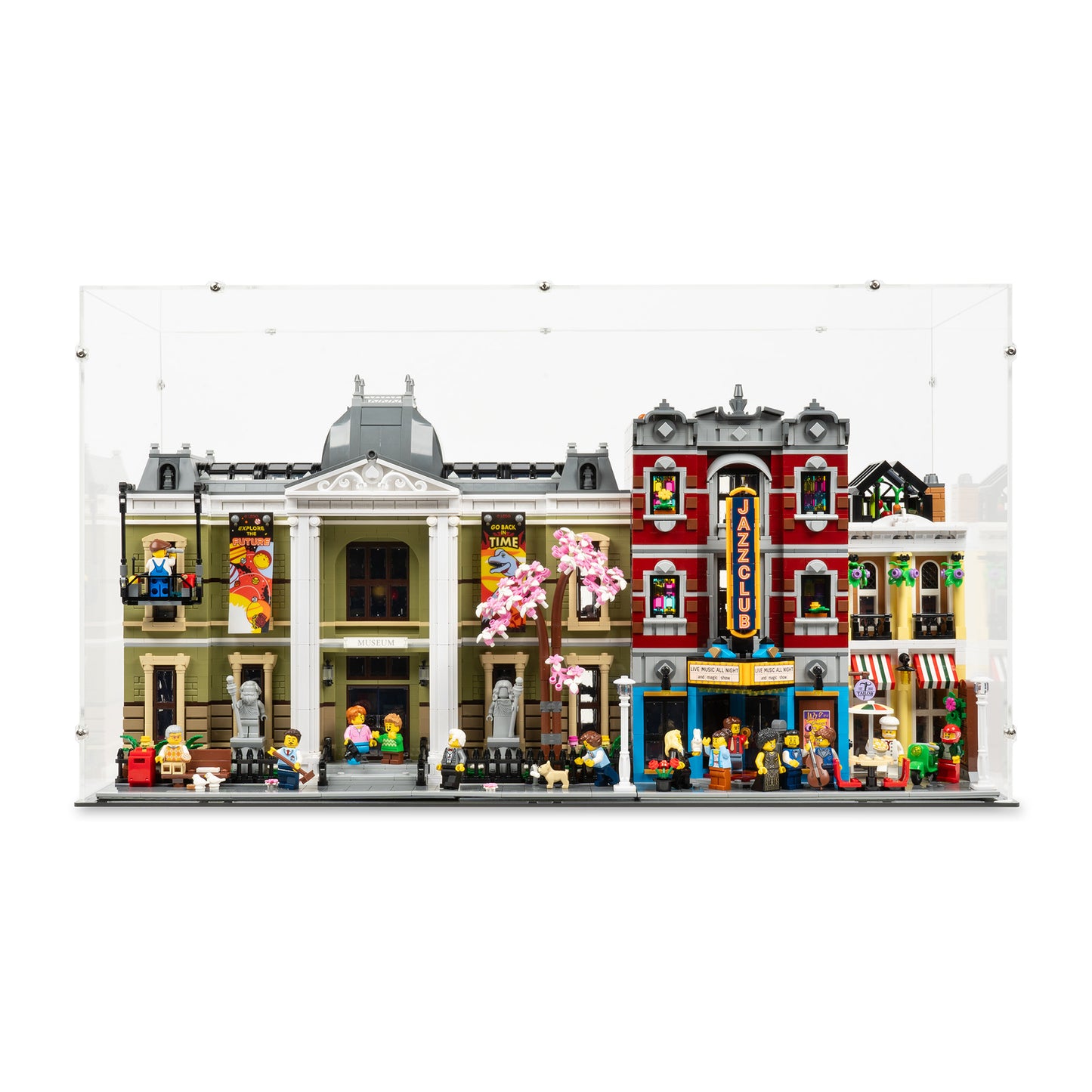 Front view of 2.5x 14 inch tall LEGO Modular Display Case.