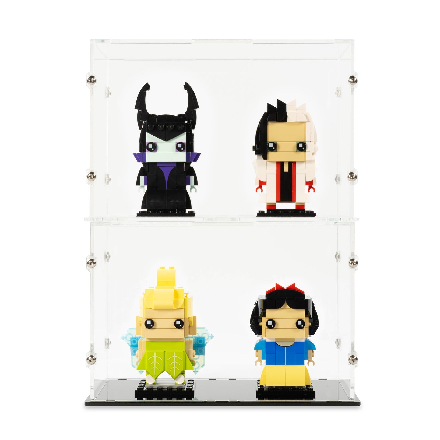 Front view of two 2x LEGO BrickHeadz Display Case stacked.