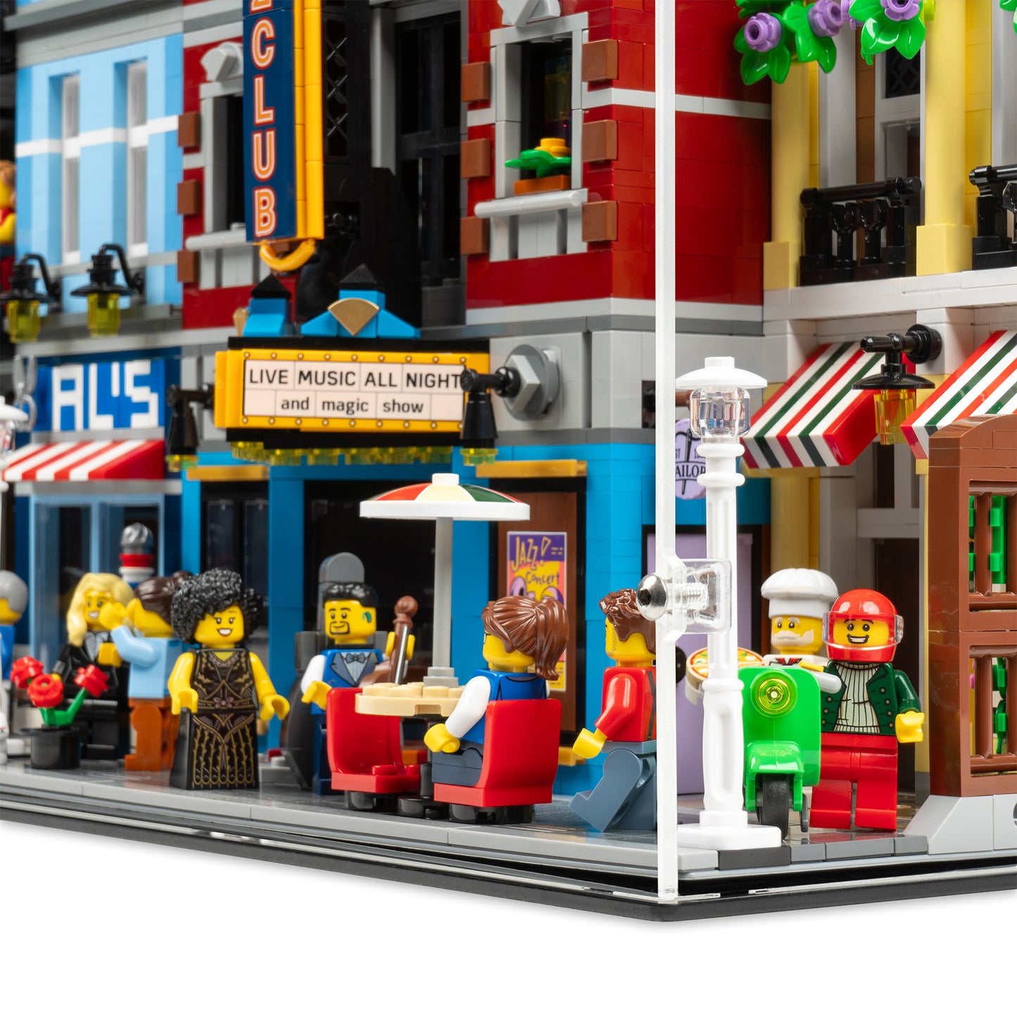 Fitting detail view of 2x 14 inch tall LEGO Modular Display Case.