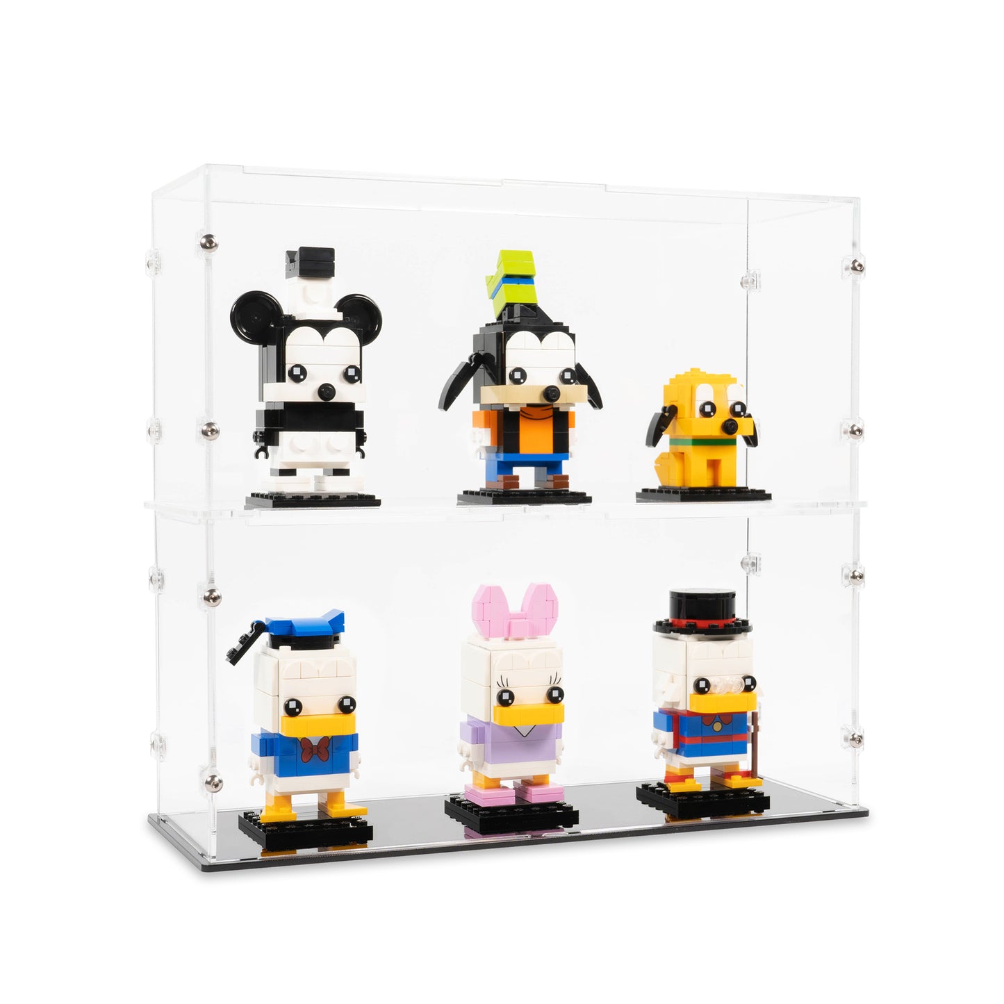 Angled view of two 3x LEGO BrickHeadz Display Case stacked.