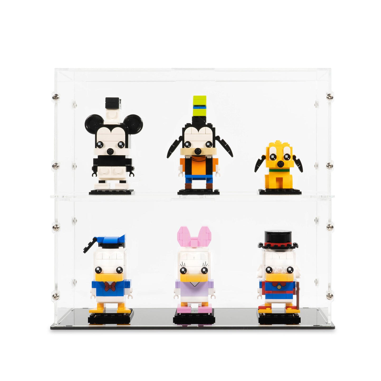 Front view of two 3x LEGO BrickHeadz Display Case stacked.