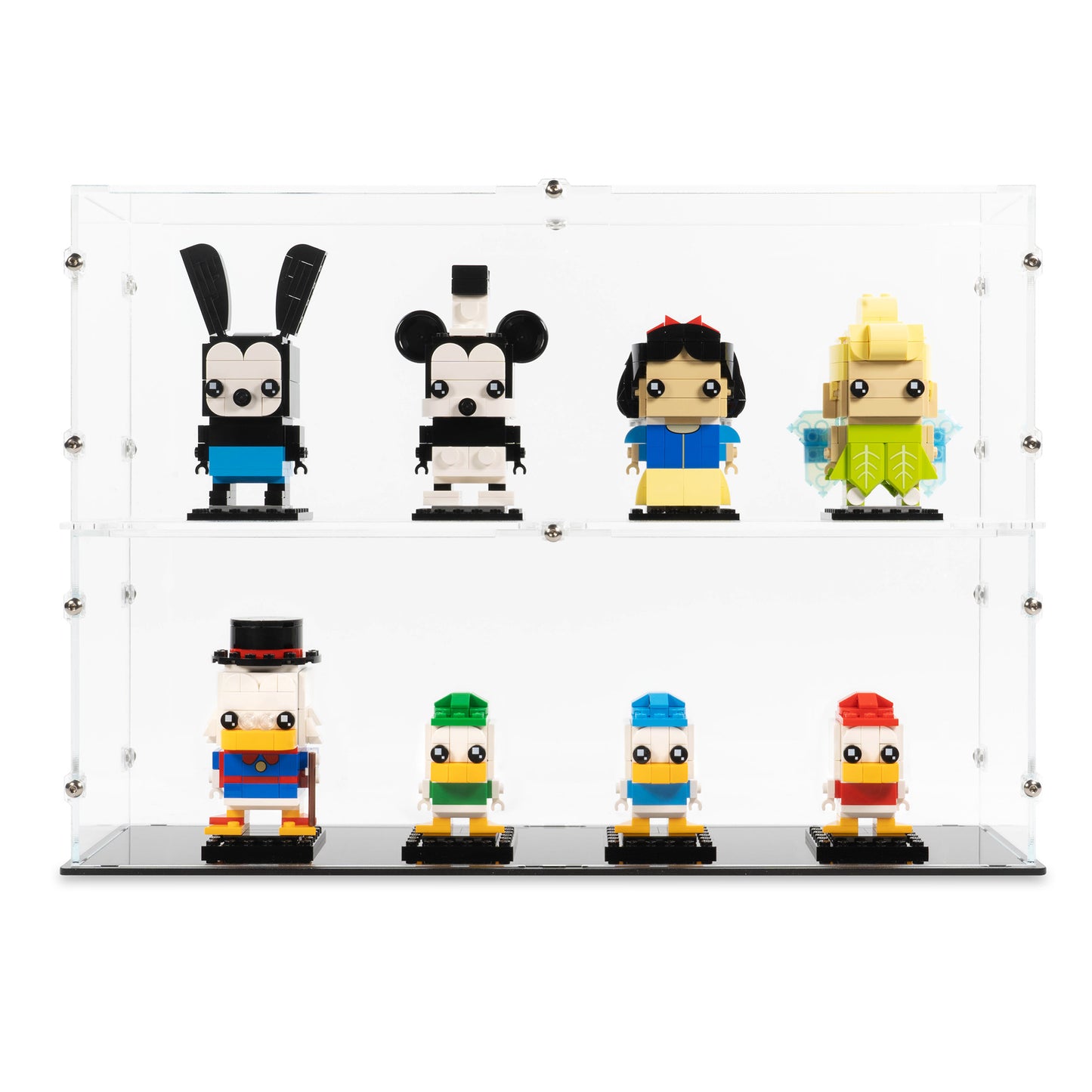 Front view of two 4x LEGO BrickHeadz Display Case stacked.