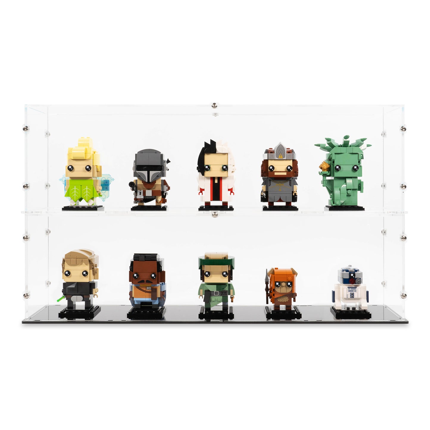 Front view of two 5x LEGO BrickHeadz Display Case stacked.