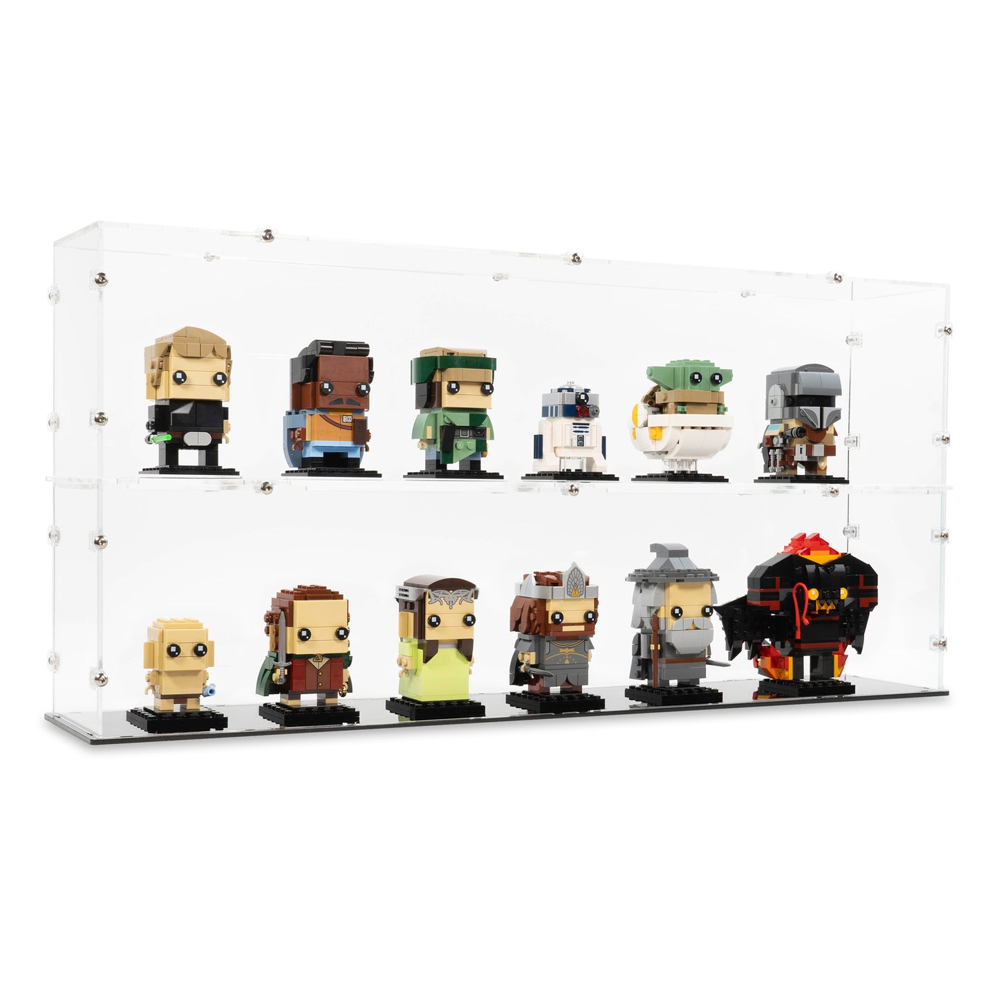 Angled view of two 6x LEGO BrickHeadz Display Case stacked.