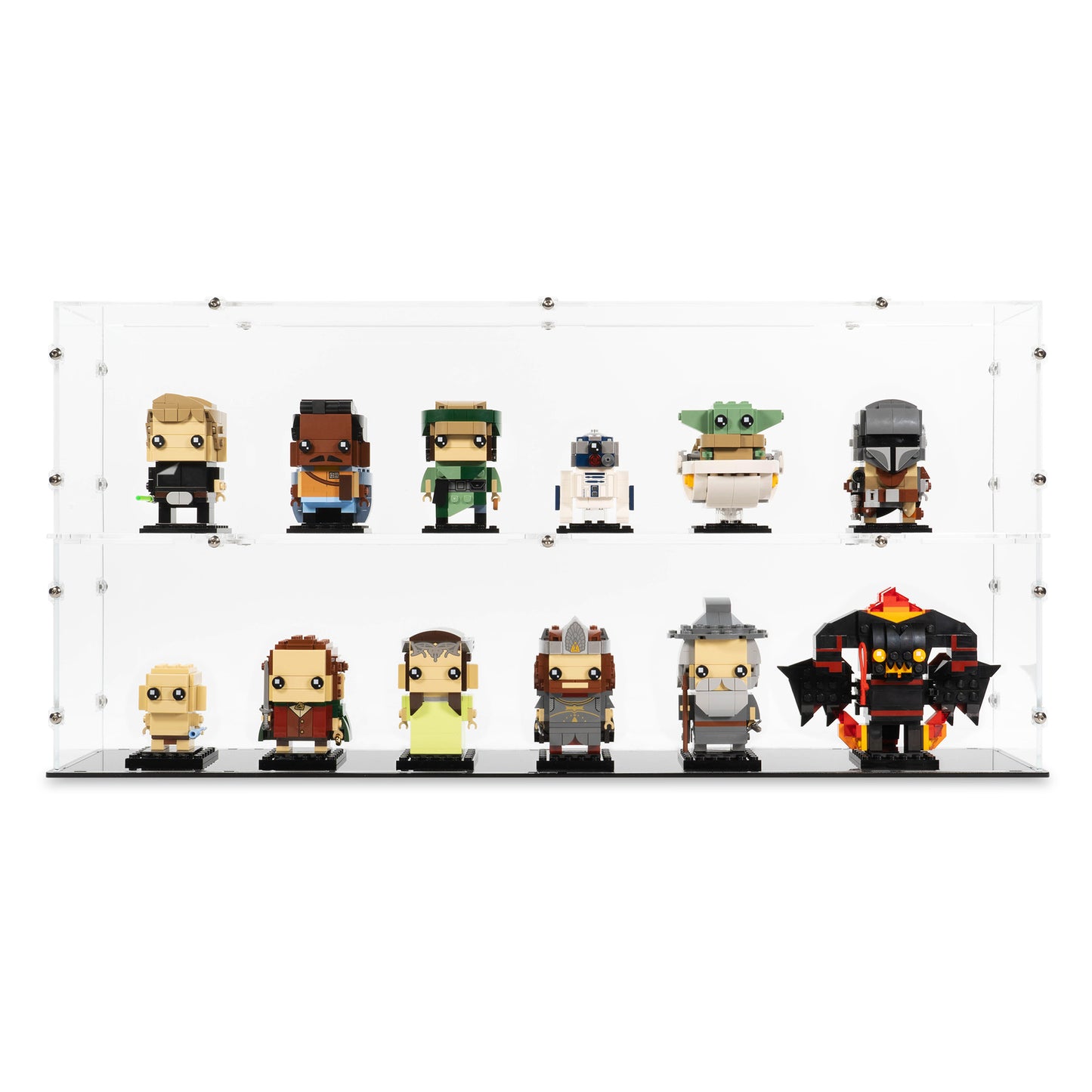 Front view of two 6x LEGO BrickHeadz Display Case stacked.