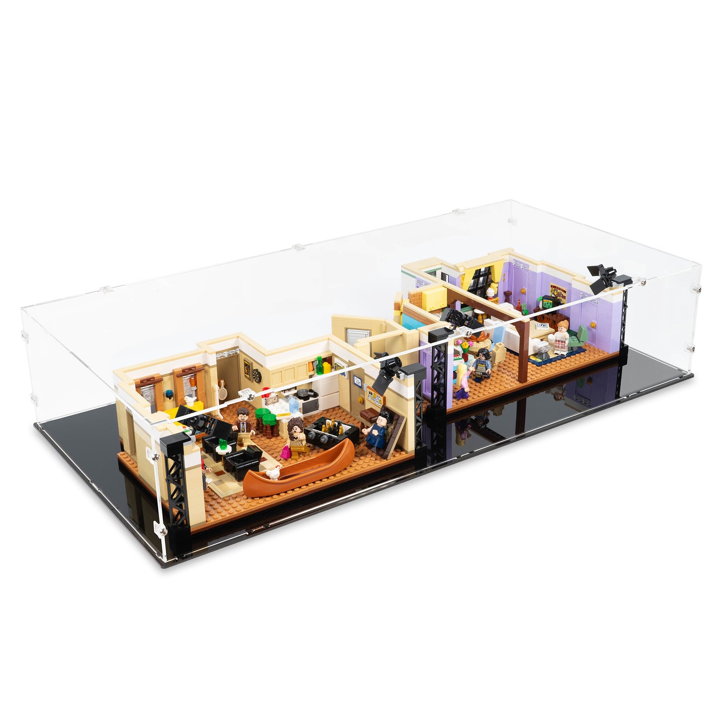 Angled top view of LEGO 10292 The Friends Apartments Display Case.