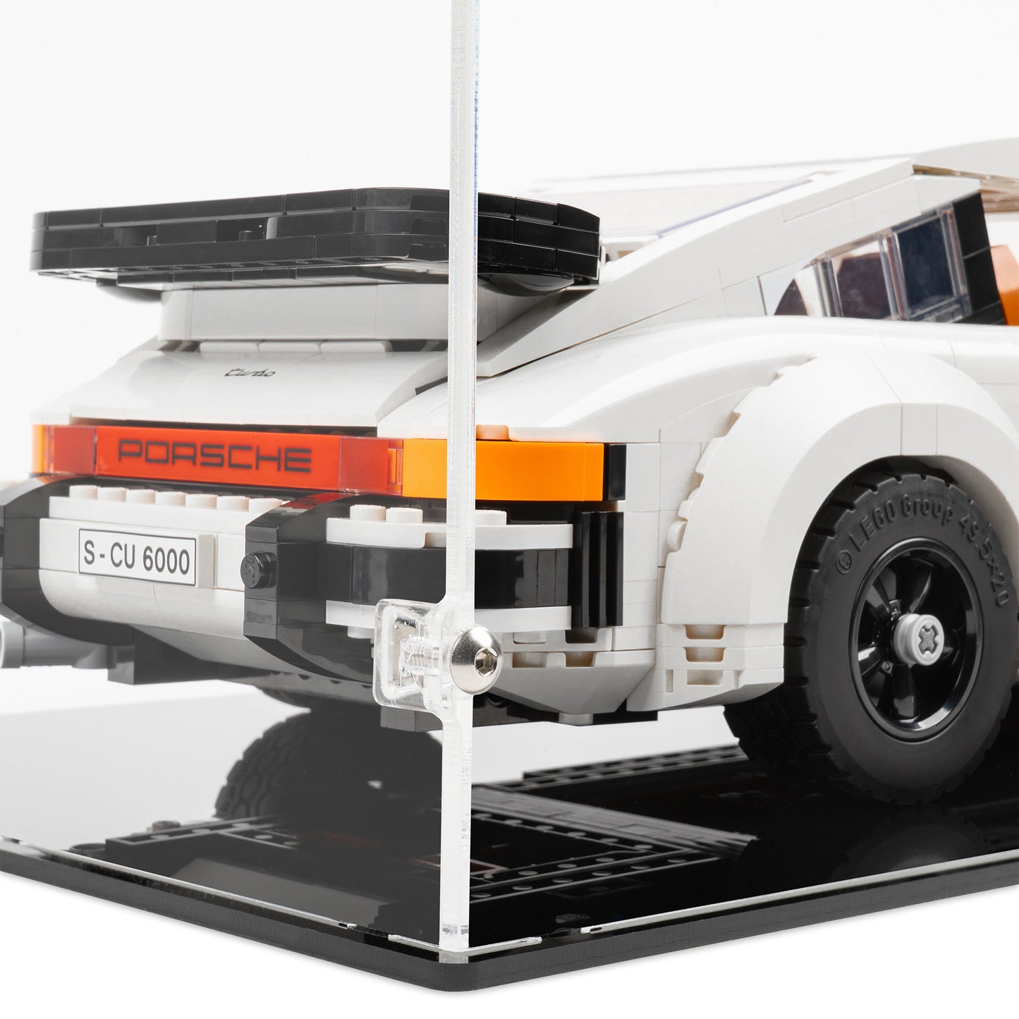 Fitting detail view of LEGO 10295 Porsche 911 Display Case.