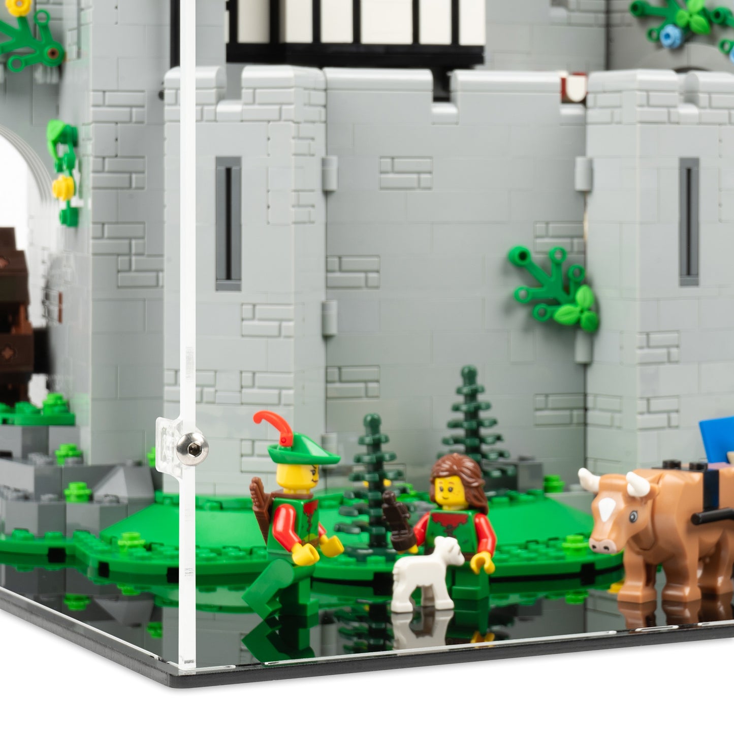 Bottom fitting detail view of LEGO 10305 Lion Knights' Castle Closed Display Case.