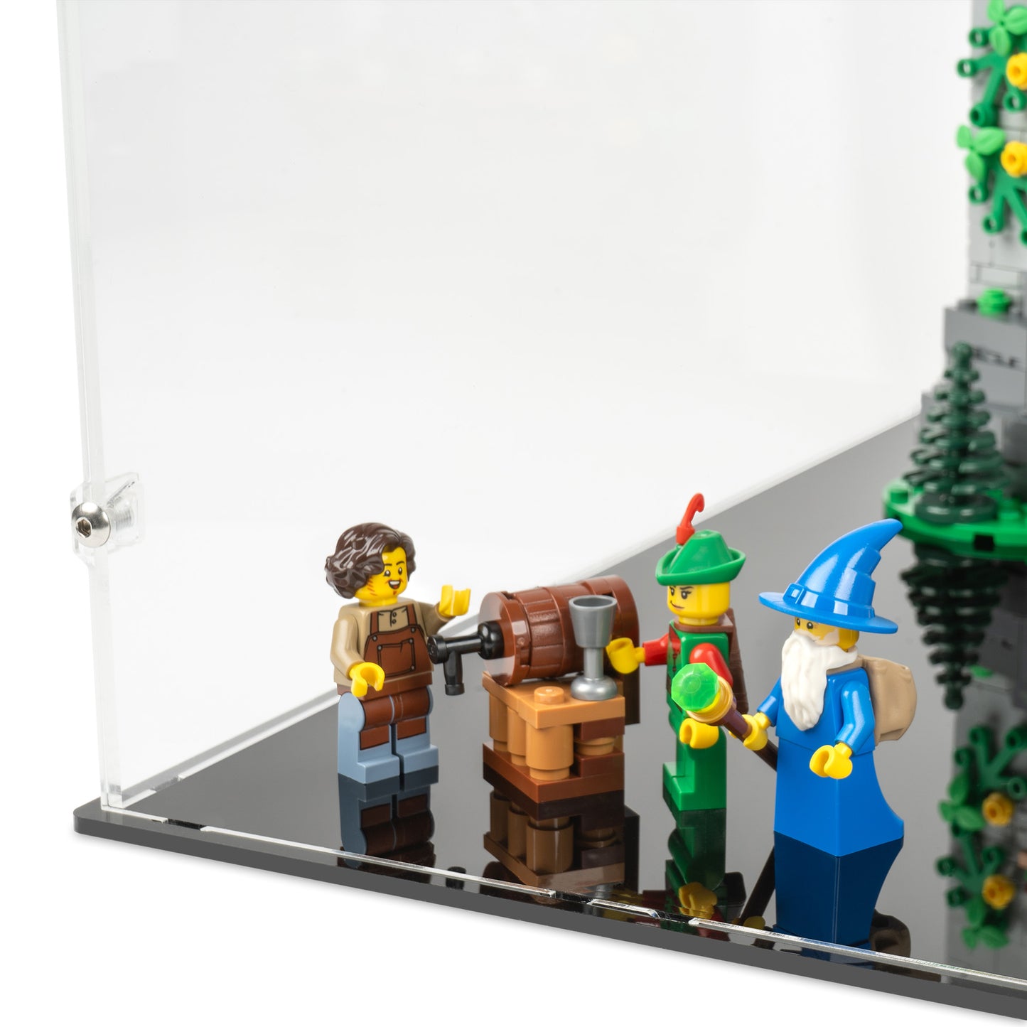 Bottom fitting detail view of LEGO 10305 Lion Knights' Castle Open Display Case.