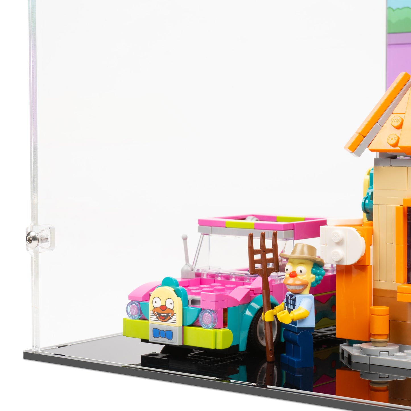 Fitting detail view of LEGO 10352 The Simpsons Krusty Burger Display Case.