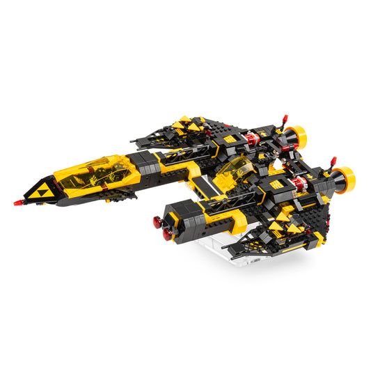Angled view of LEGO 10355 Blacktron Renegade Display Stand.
