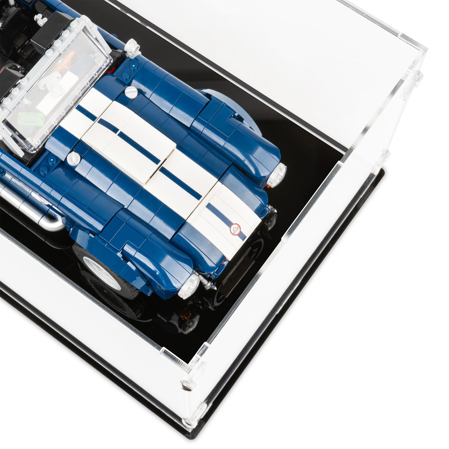 Car detail view of LEGO 10357 Shelby Cobra 427 S/C Display Case.
