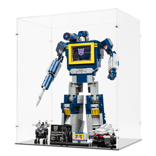 Angled view of LEGO 10358 Soundwave Display Case.
