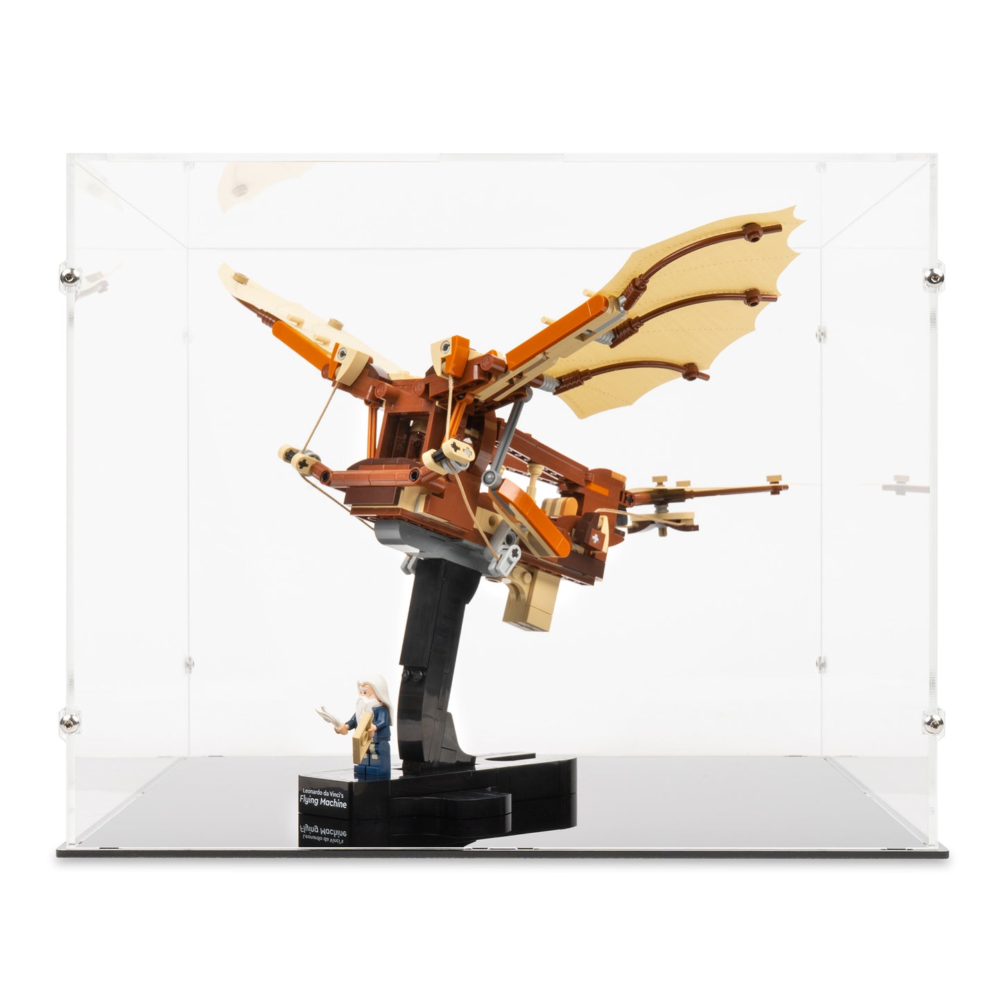 Front view of LEGO 10363 Leonardo da Vinci's Flying Machine Display Case.