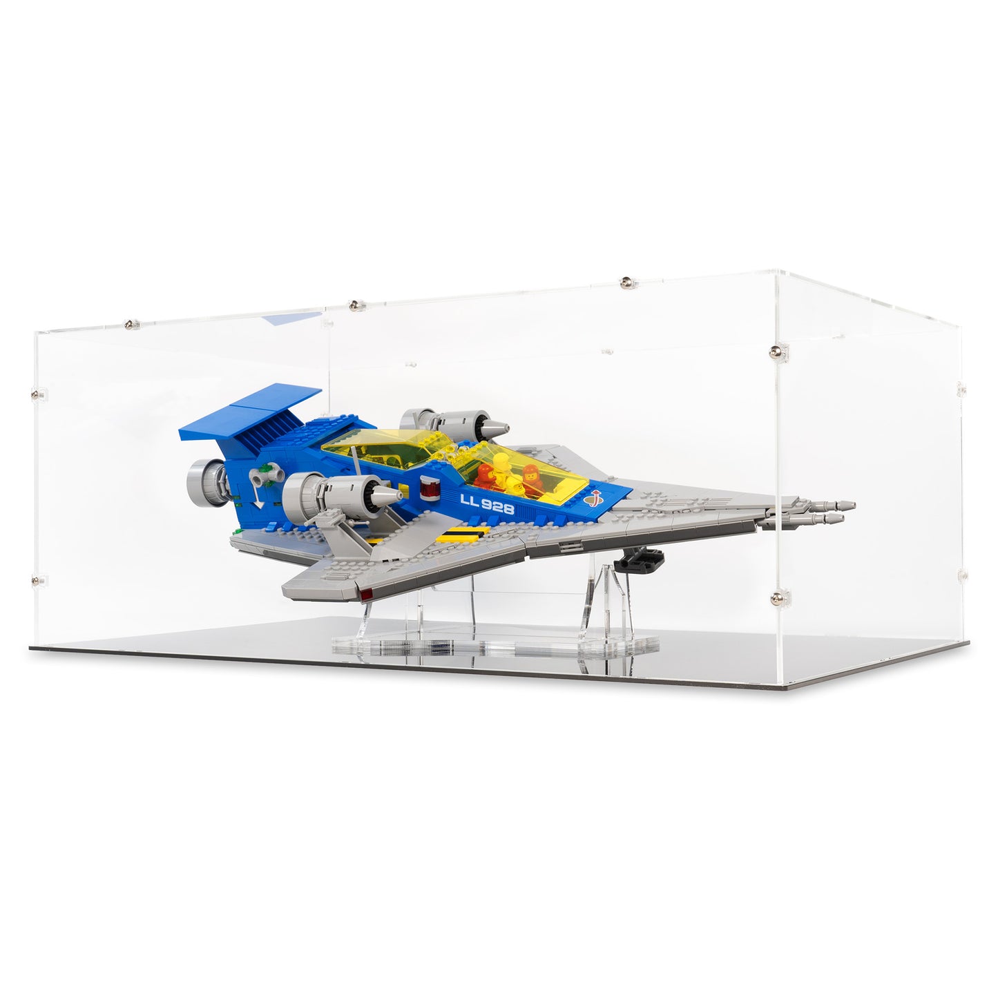 Angled view of LEGO 10497 Galaxy Explorer Display Case and Stand.