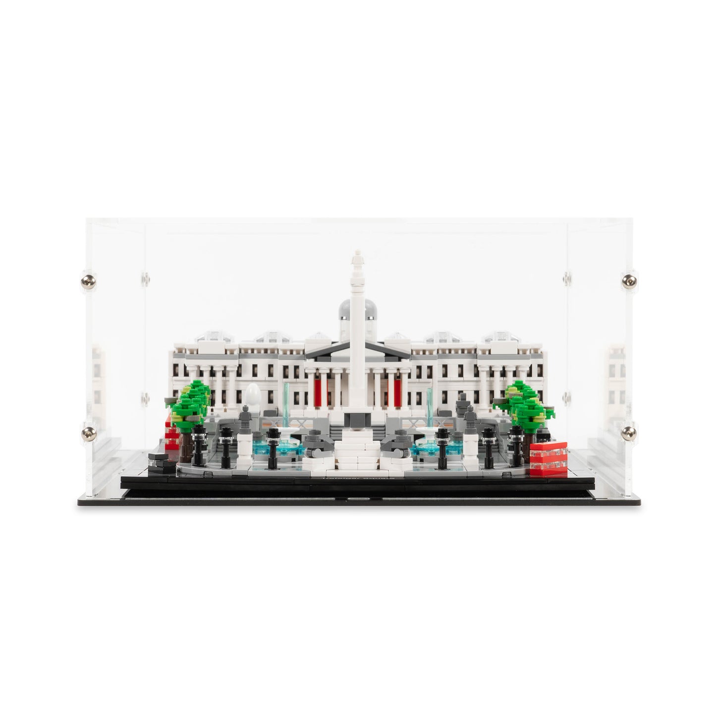 Front view of LEGO 21045 Trafalgar Square Display Case.