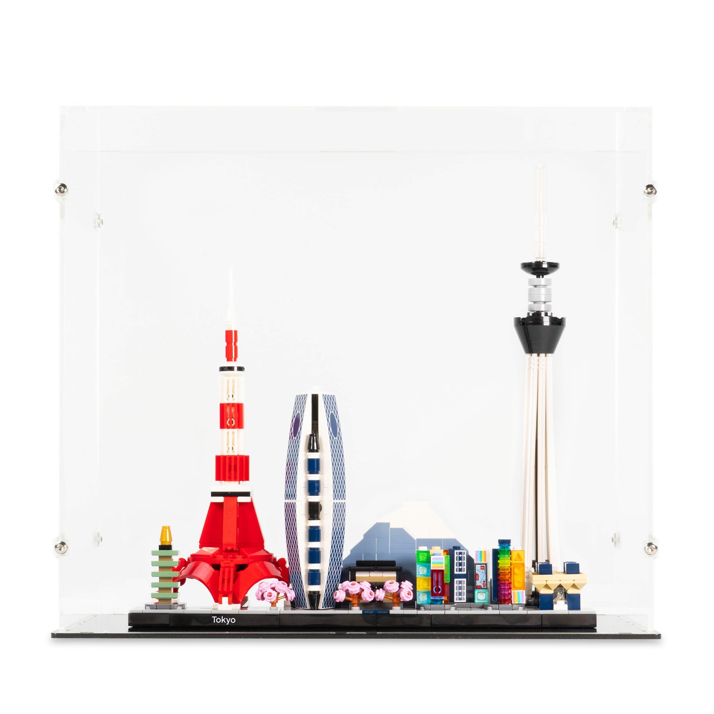 Front view of LEGO 21051 Tokyo Display Case.
