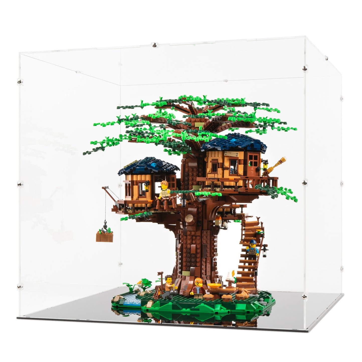 Angled view of LEGO 21318 Tree House Display Case.