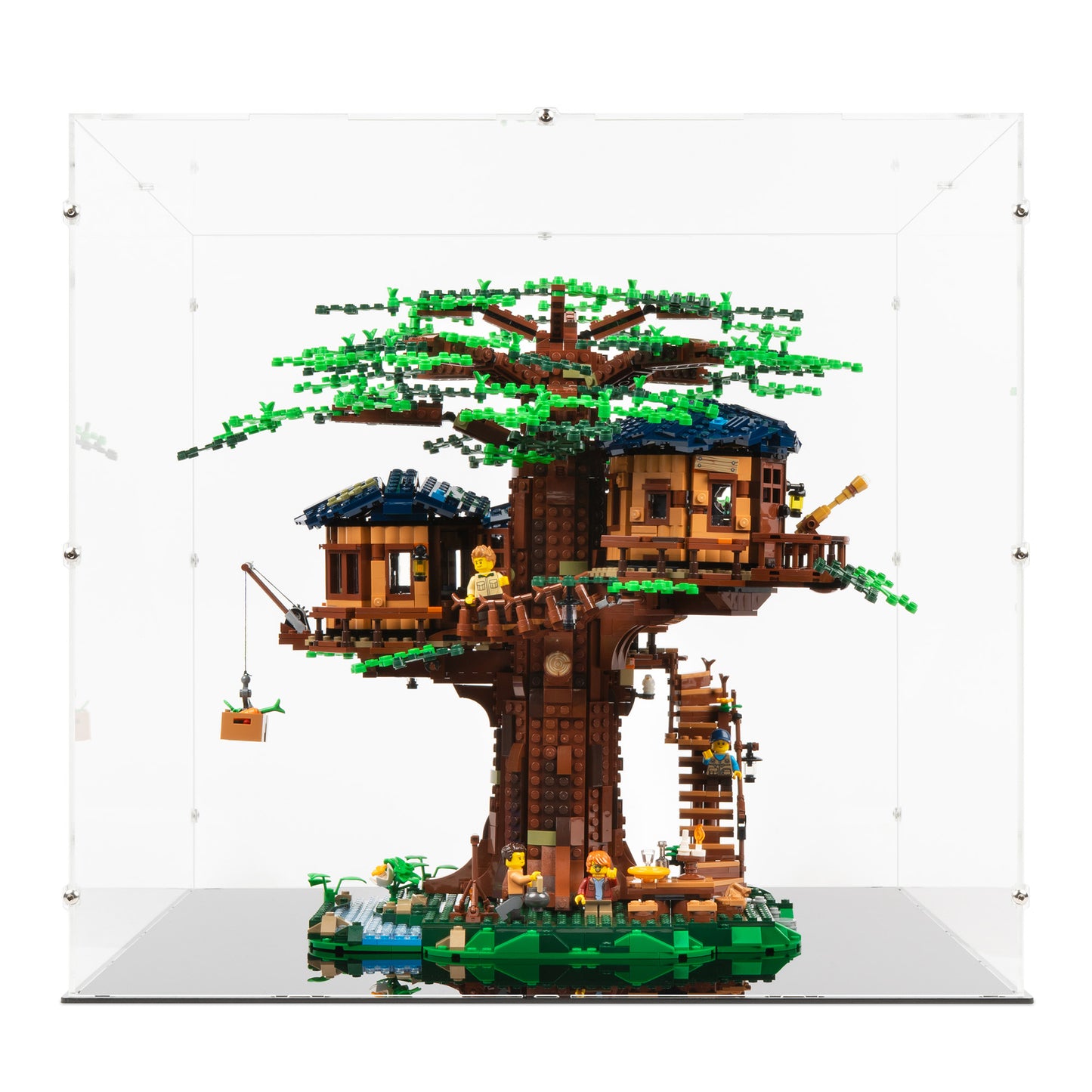 Front view of LEGO 21318 Tree House Display Case.