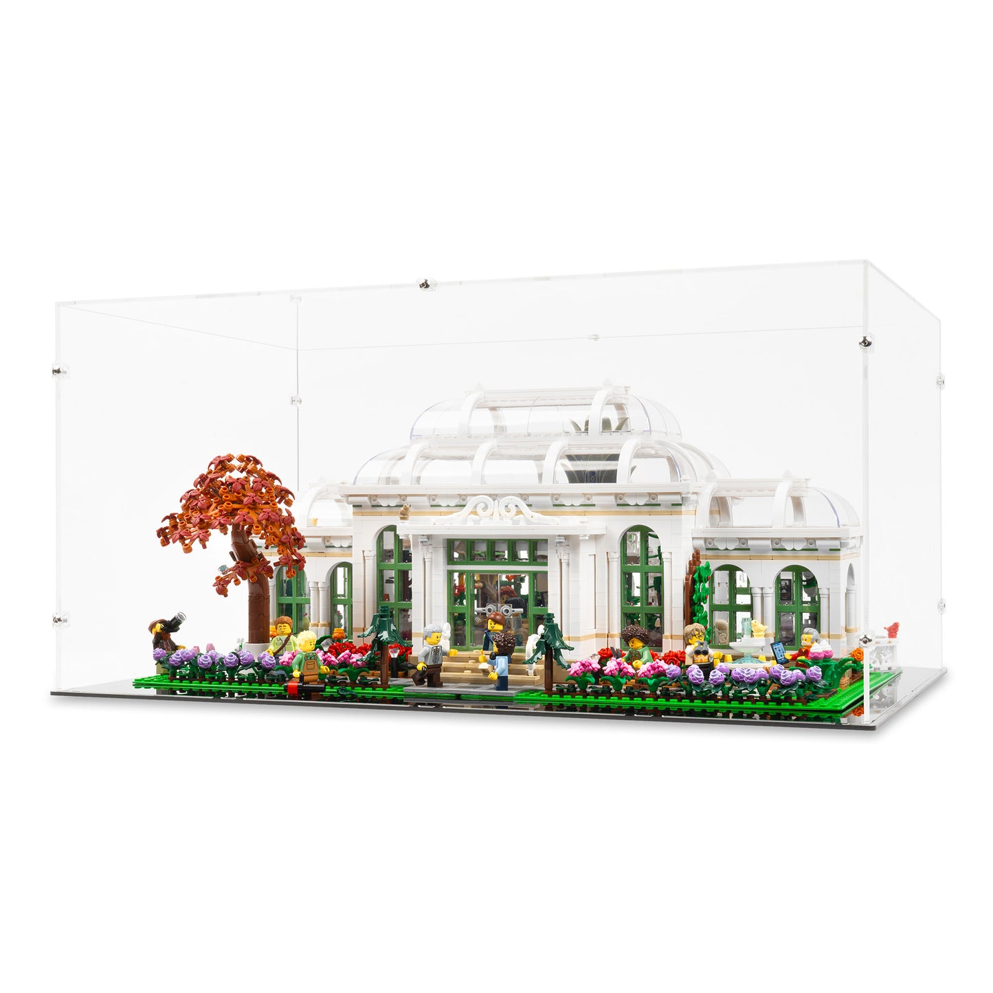 Angled view of LEGO 21353 The Botanical Garden Display Case.