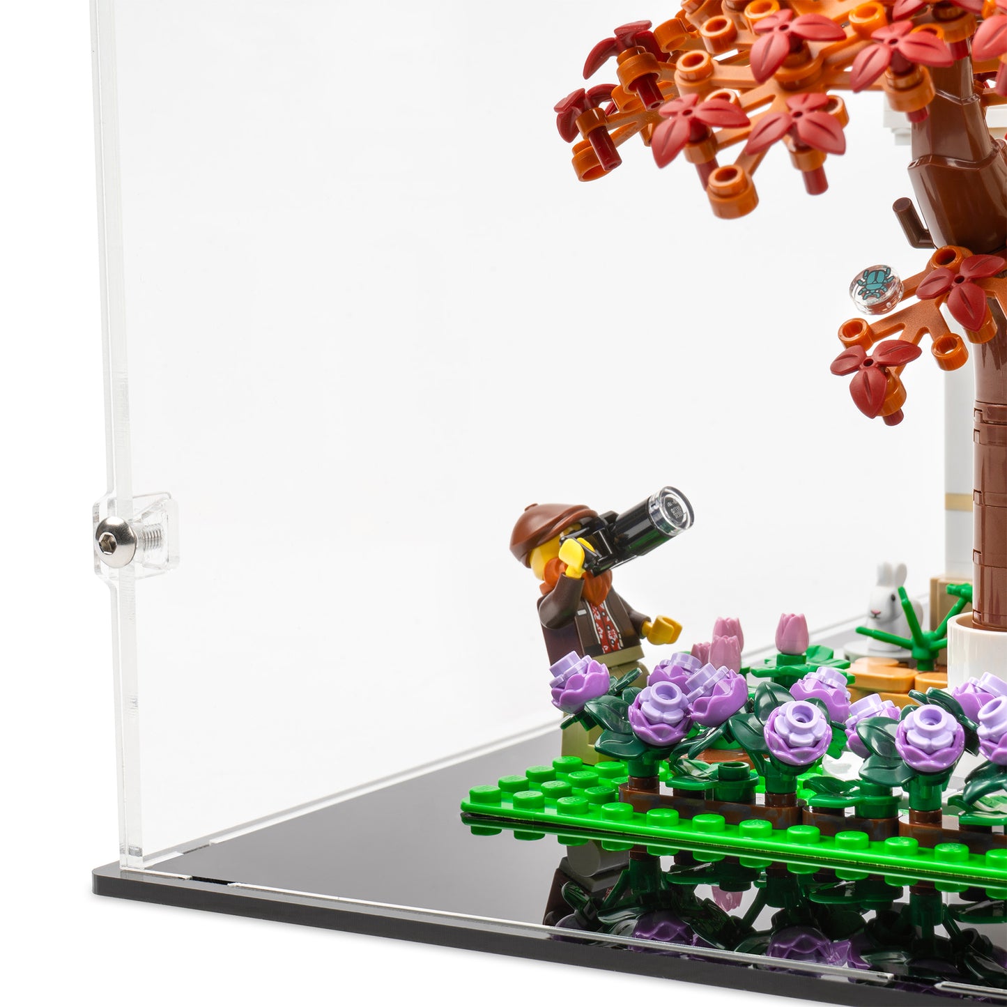 Fitting detail view of LEGO 21353 The Botanical Garden Display Case.