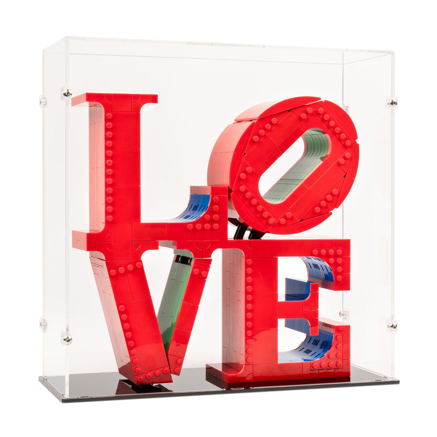 Angled view of LEGO 31214 LOVE Display Case.
