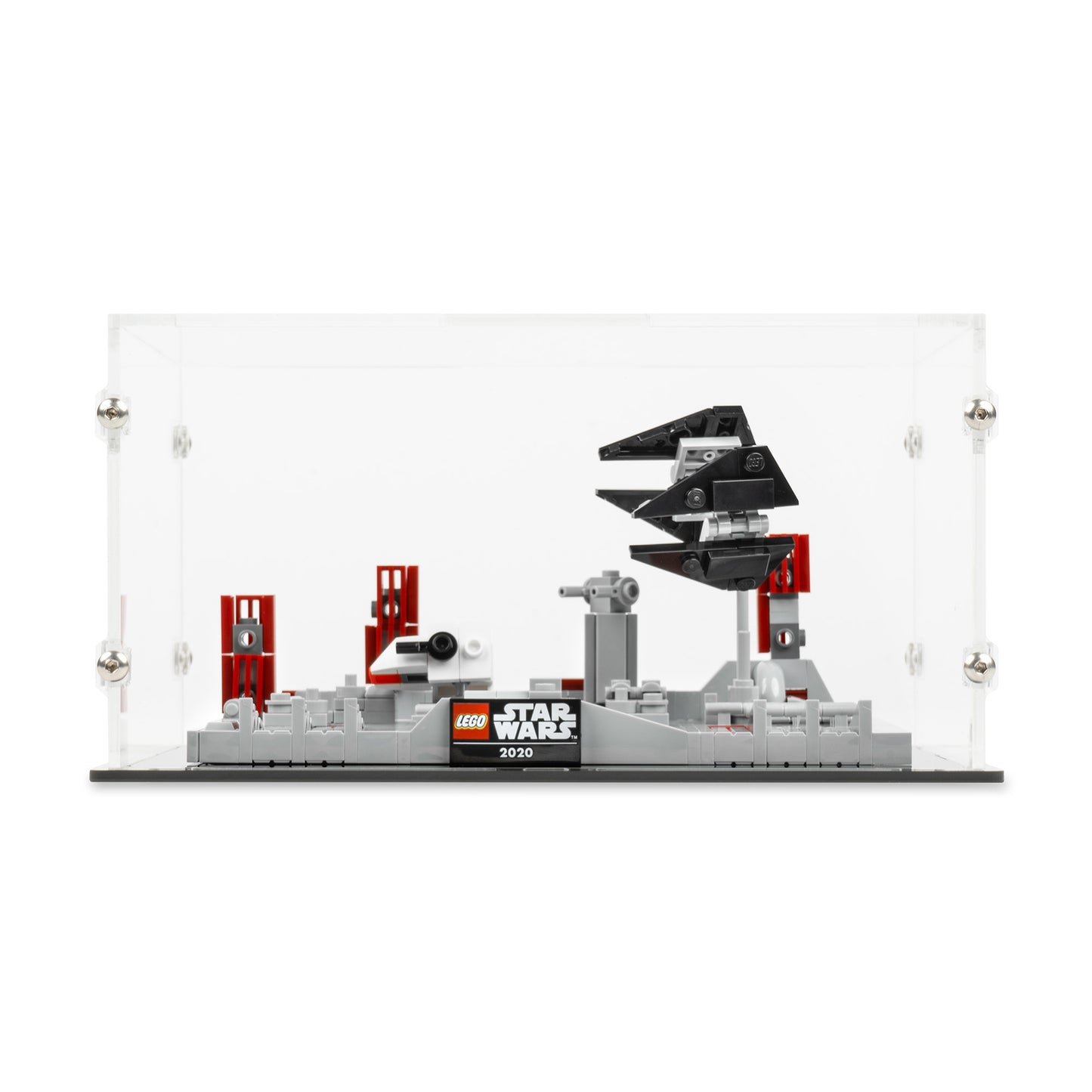 Front view of LEGO 40407 Death Star II Battle Display Case.