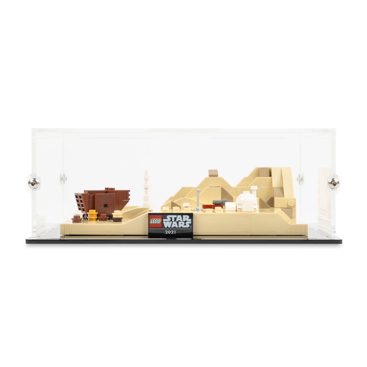 Front view of LEGO 40451 Tatooine Homestead Display Case.