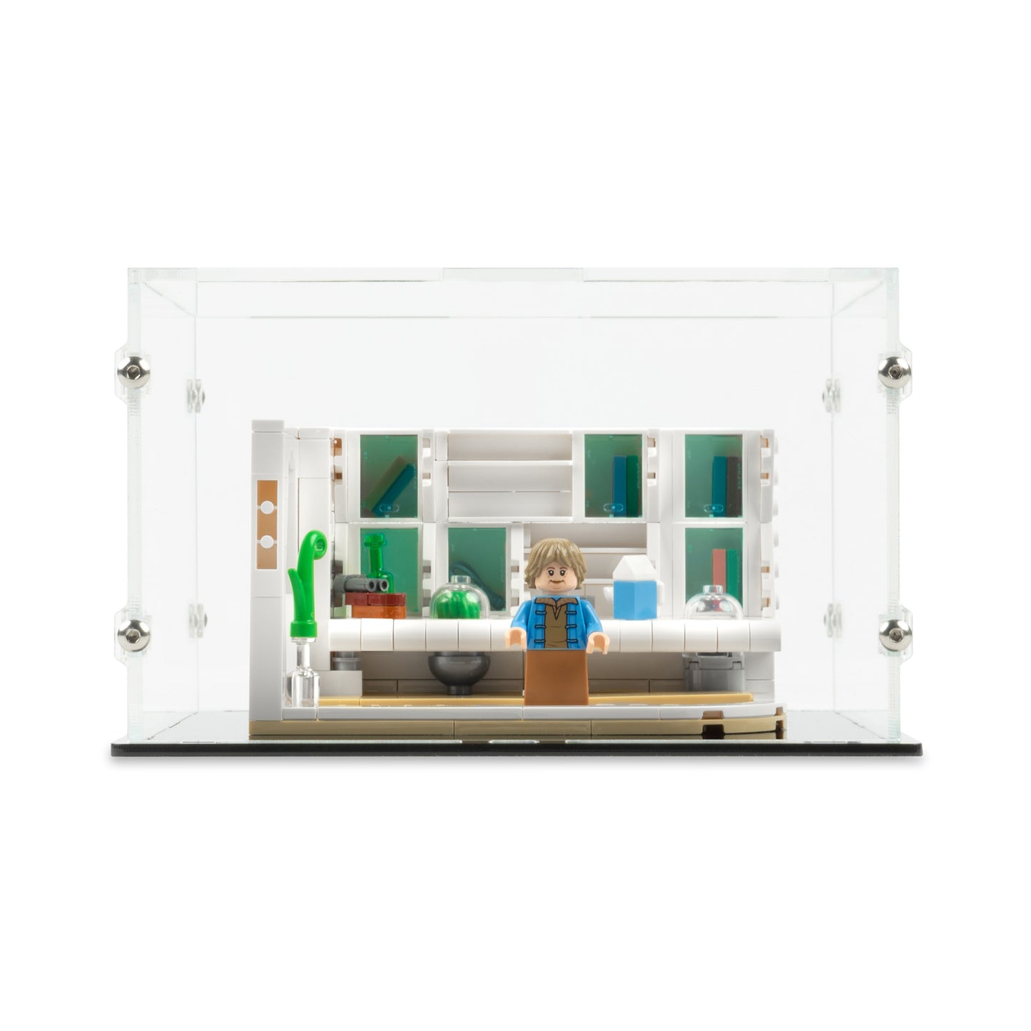 Front view of LEGO 40531 Lars Family Homestead Kitchen Display Case.
