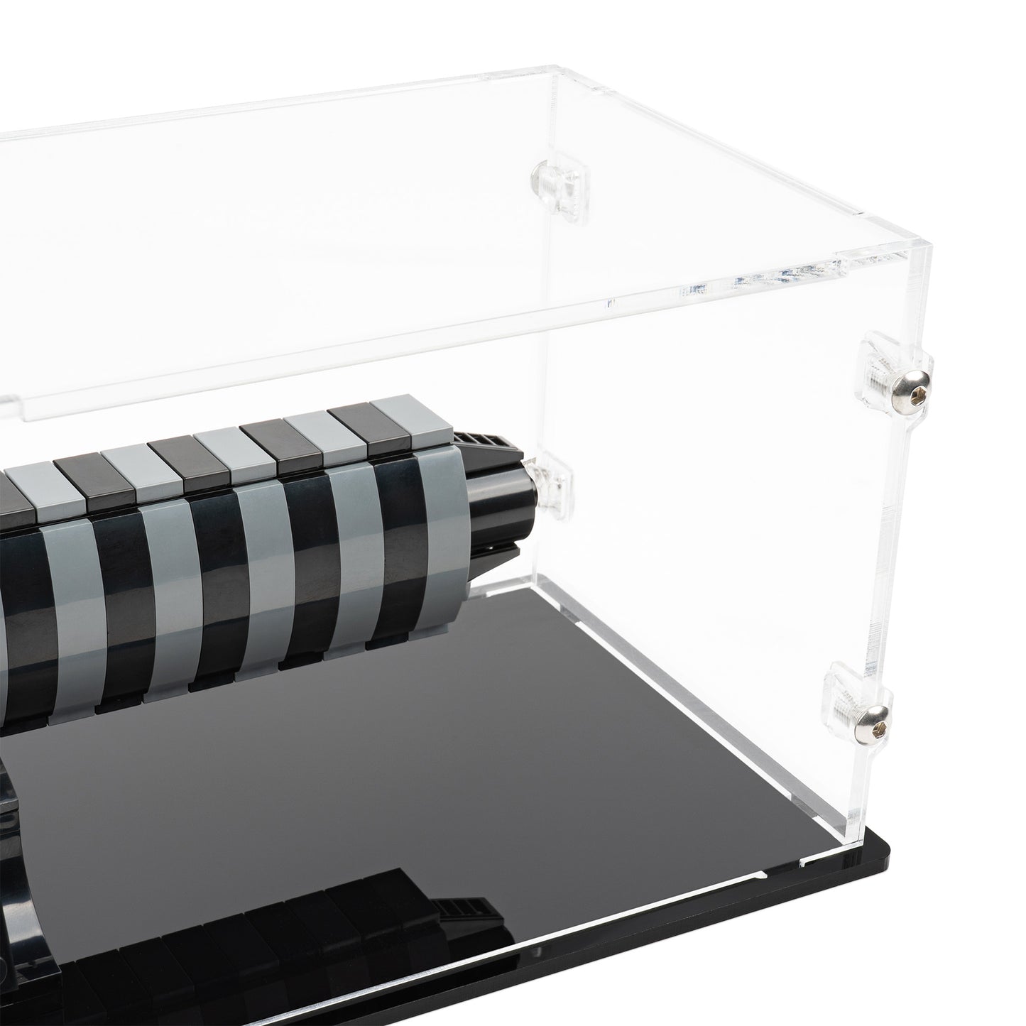 Right fitting detail view of LEGO 40917 The Darksaber Display Case.