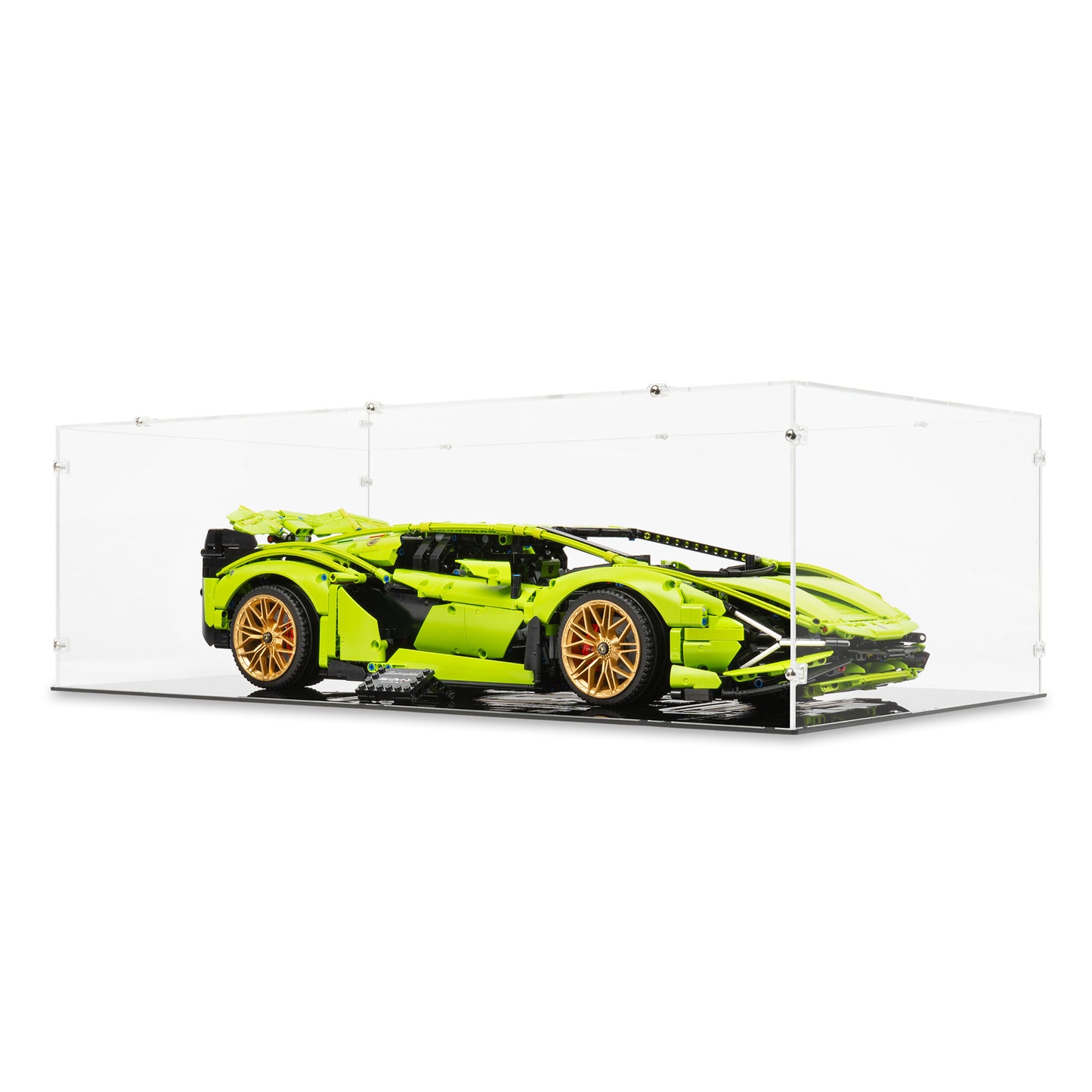 Angled view of LEGO 42115 Lamborghini Sian FKP 37 Display Case.