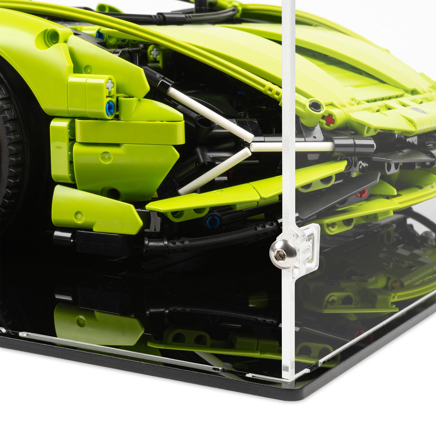 Fitting detail view of LEGO 42115 Lamborghini Sian FKP 37 Display Case.