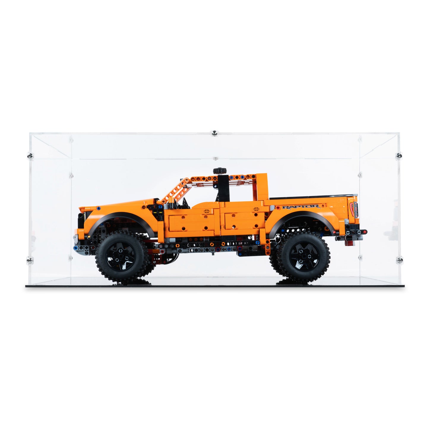 Front view of LEGO 42126 Ford F-150 Raptor Display Case.