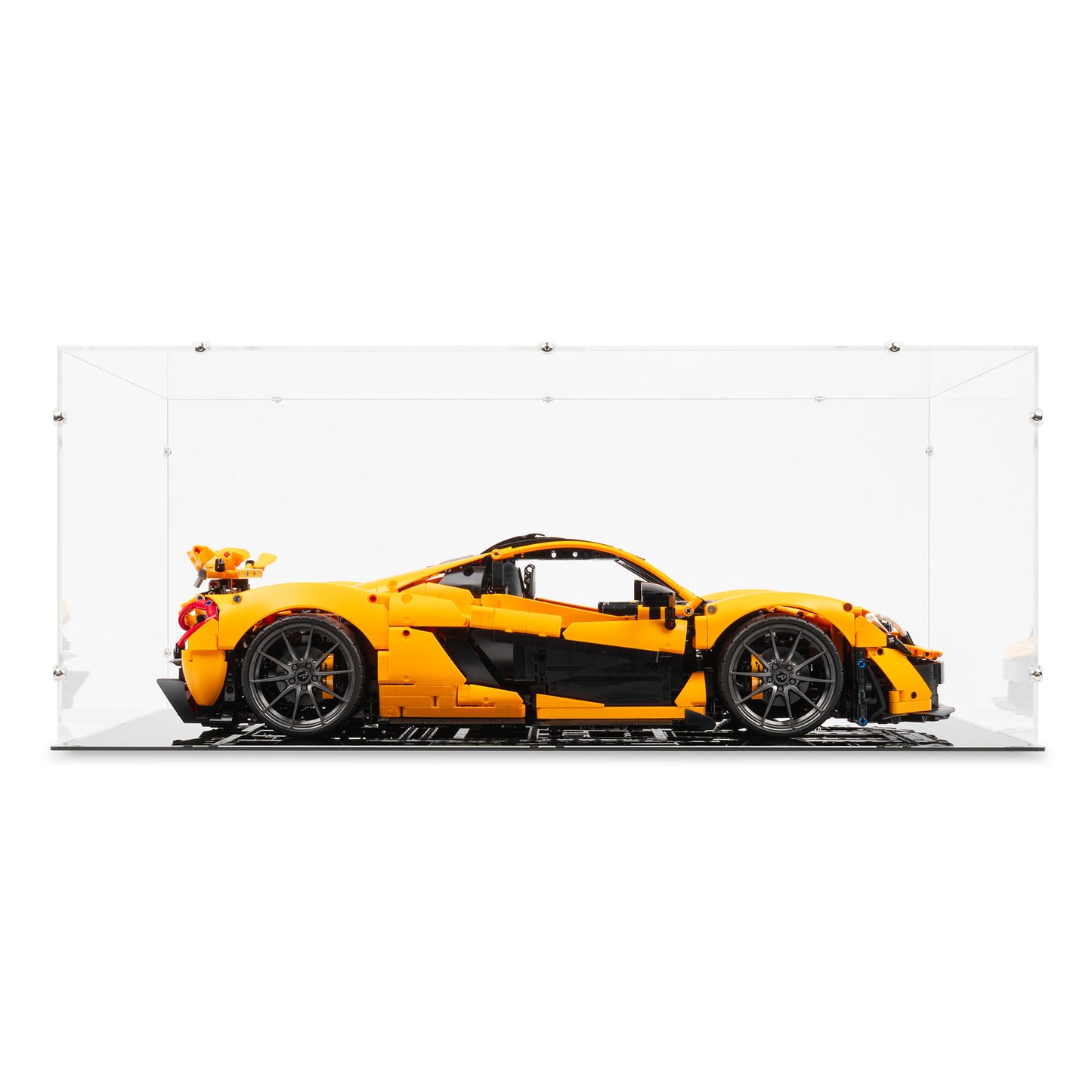 Front view of LEGO 42172 McLaren P1 Tall Display Case.
