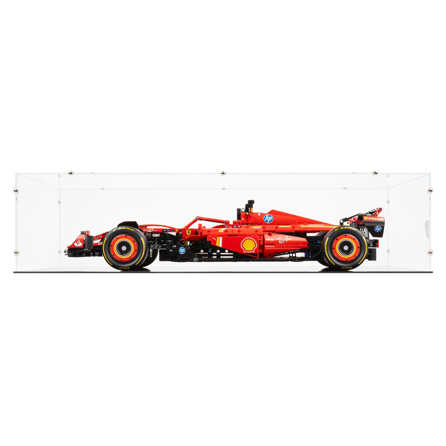 Front view of LEGO 42207 Ferrari SF-24 F1 Car Display Case.