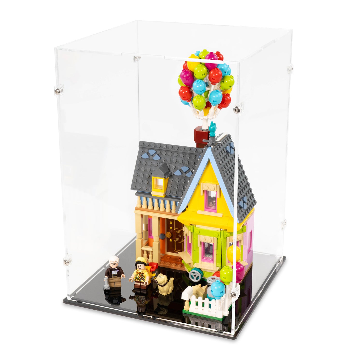 Angled top view of LEGO 43217 Up House Display Case.