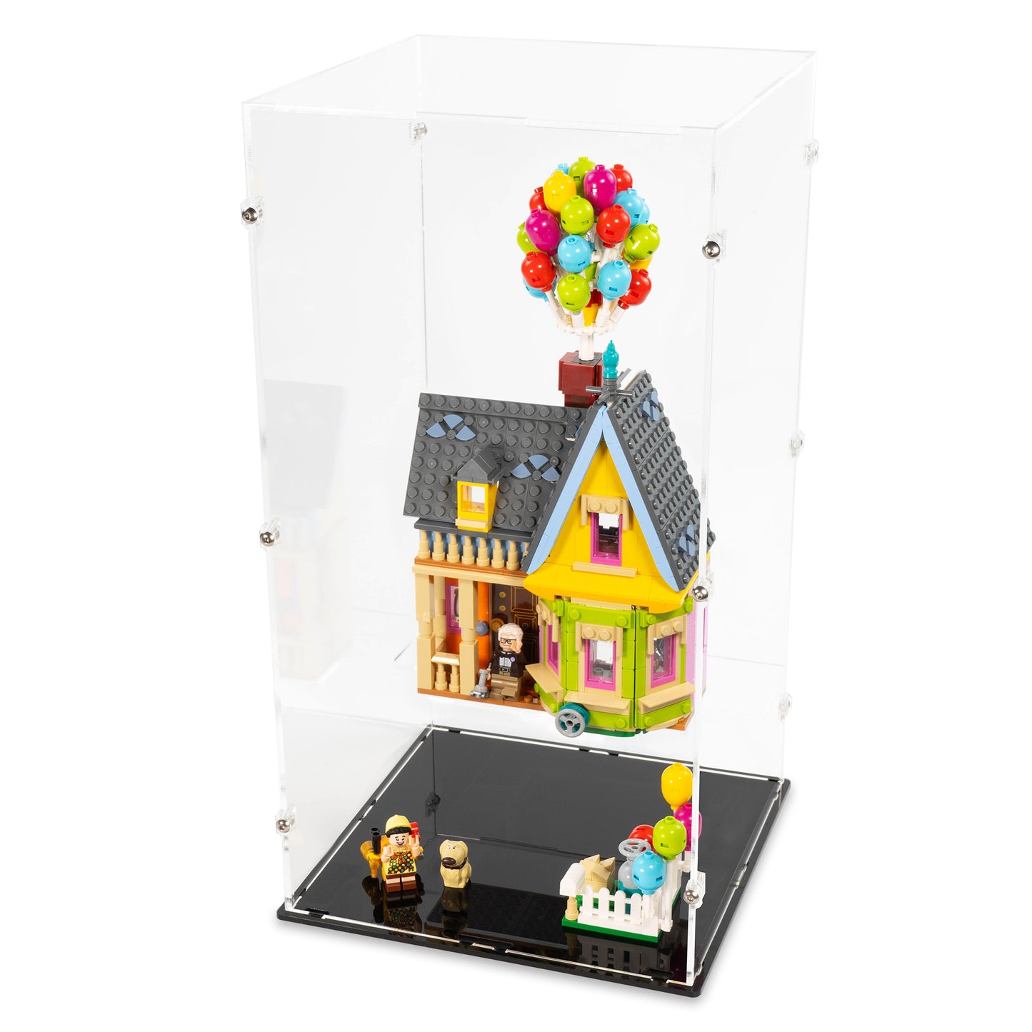 Angled top view of LEGO 43217 Up House Floating Display Case.