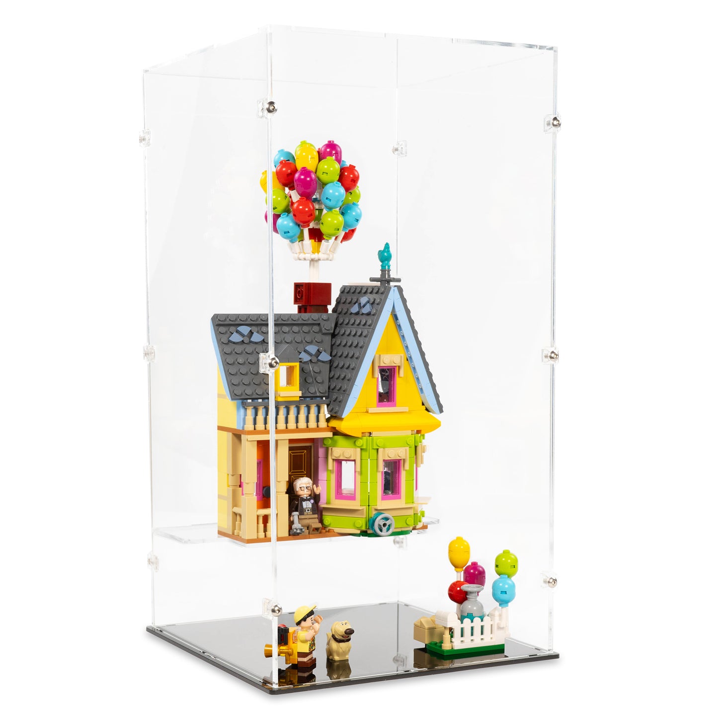 Angled view of LEGO 43217 Up House Floating Display Case.