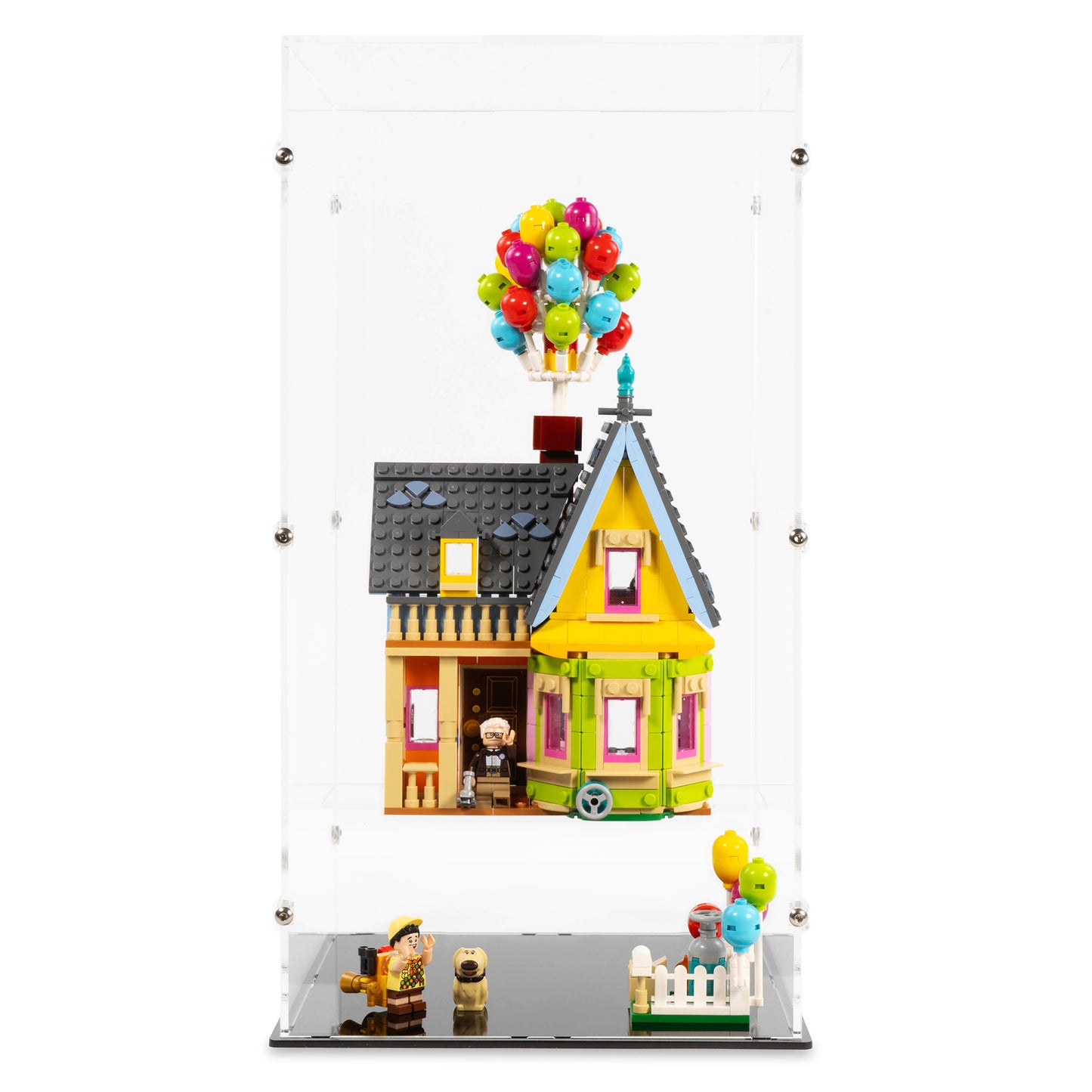 Front view of LEGO 43217 Up House Floating Display Case.