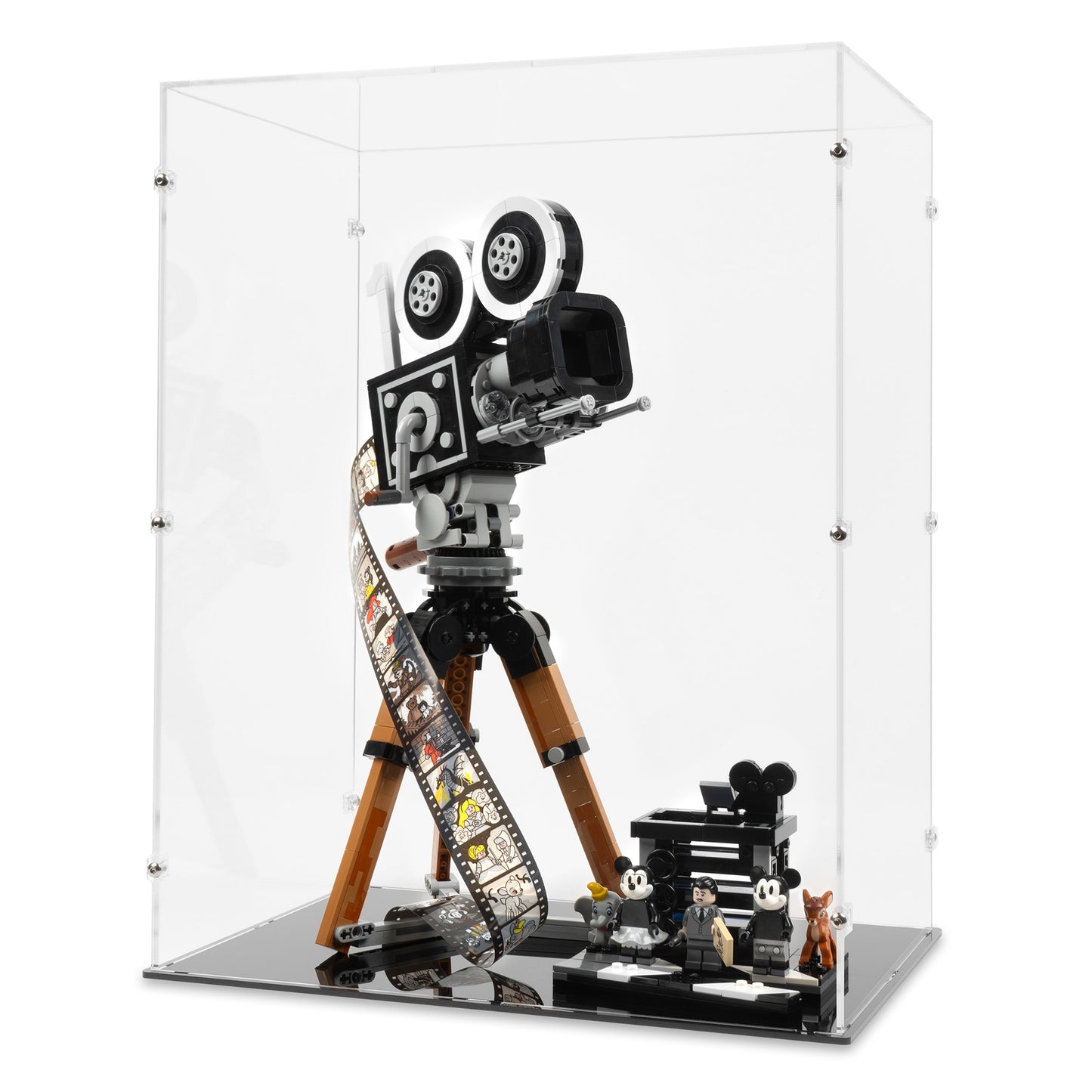 Angled view of LEGO 43230 Walt Disney Tribute Camera Display Case.