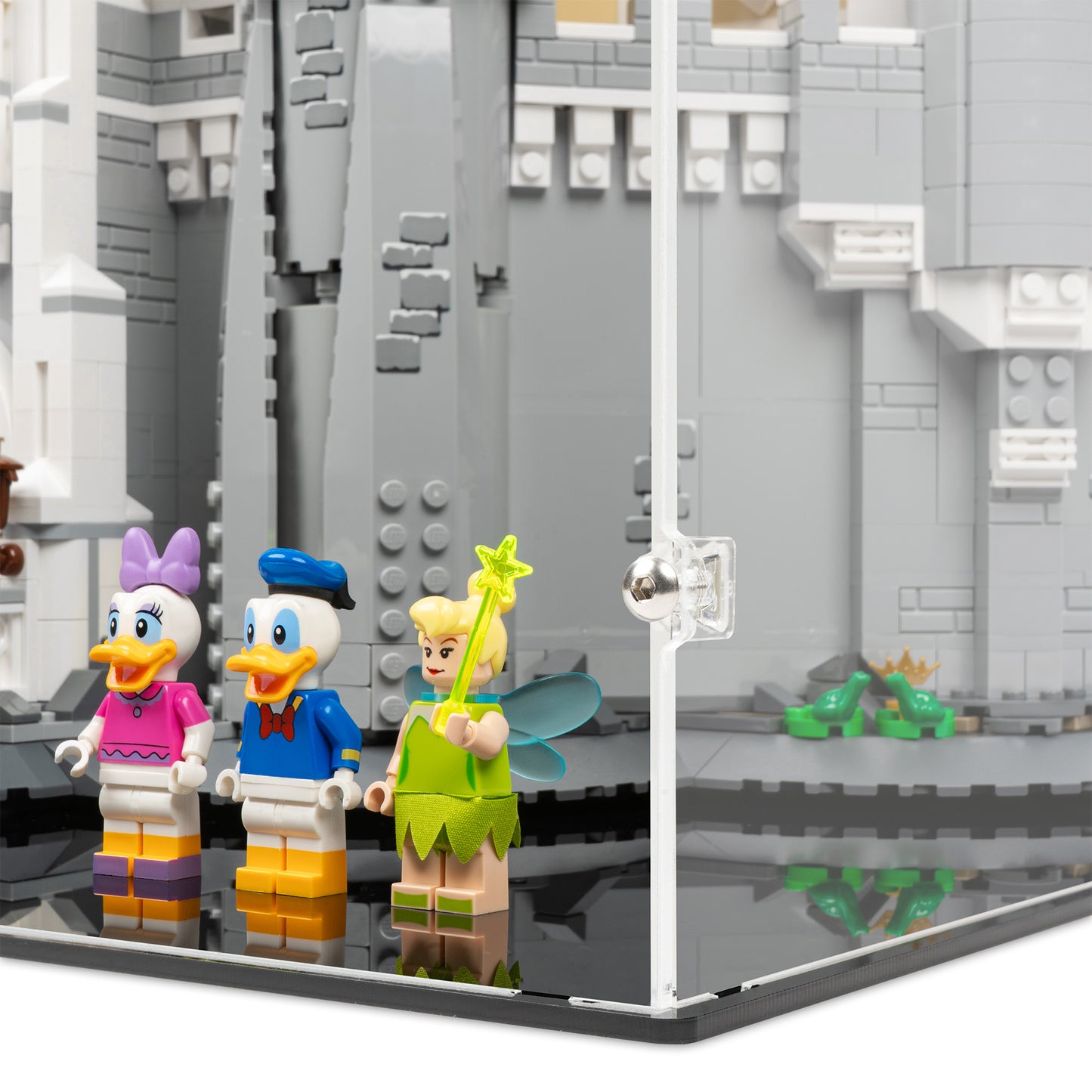 Fitting detail view of LEGO 71040 Disney Castle Display Case.