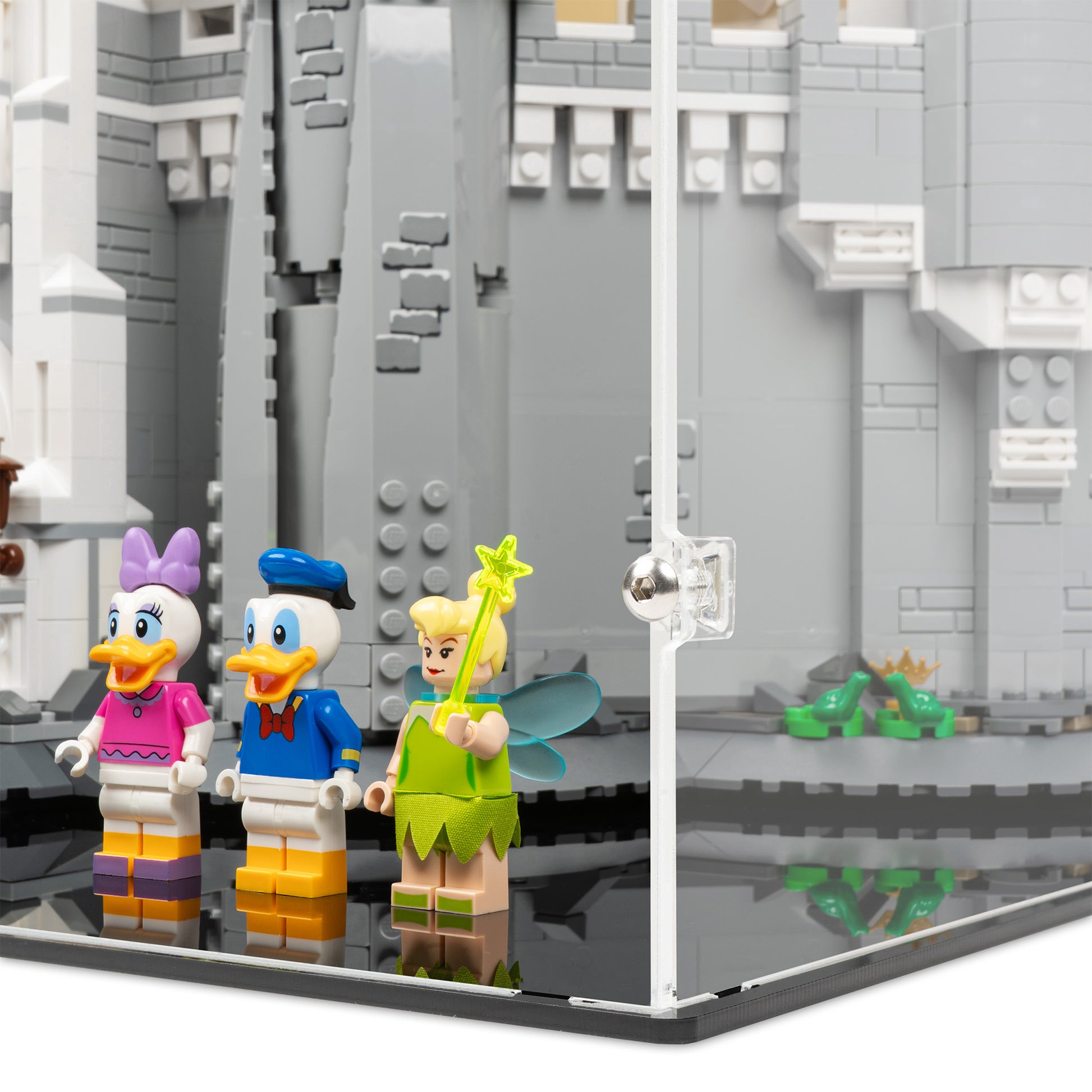 Fitting detail view of LEGO 71040 Disney Castle Display Case.