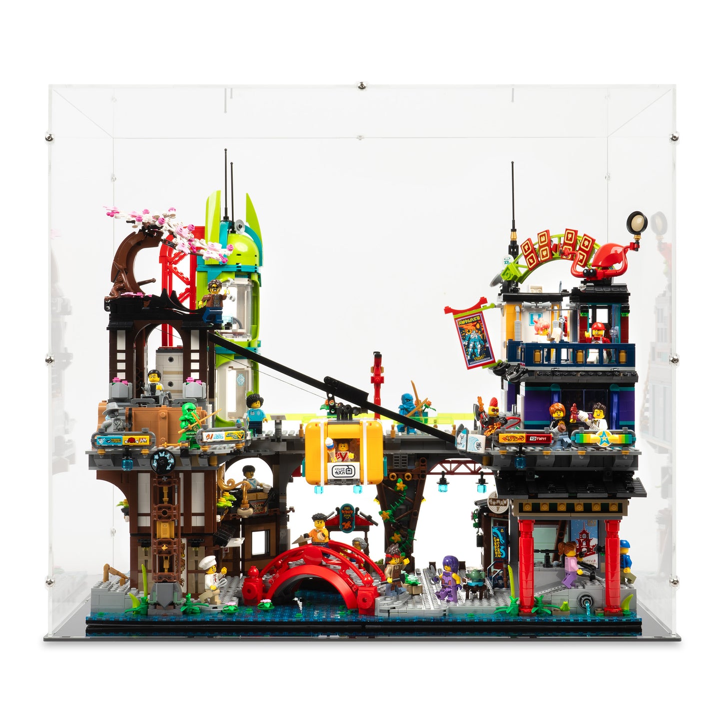 Front view of LEGO 71799 NINJAGO City Markets Display Case.
