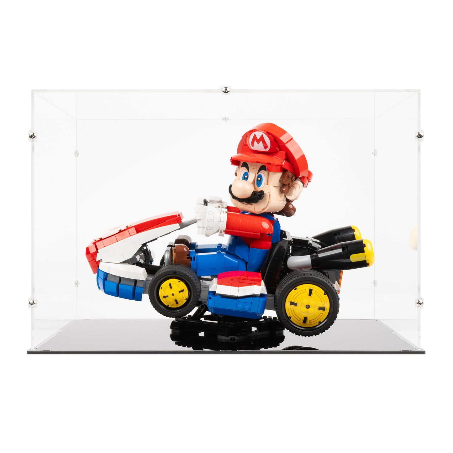 Front view of LEGO 72037 Mario Kart – Mario and Standard Kart Display Case.