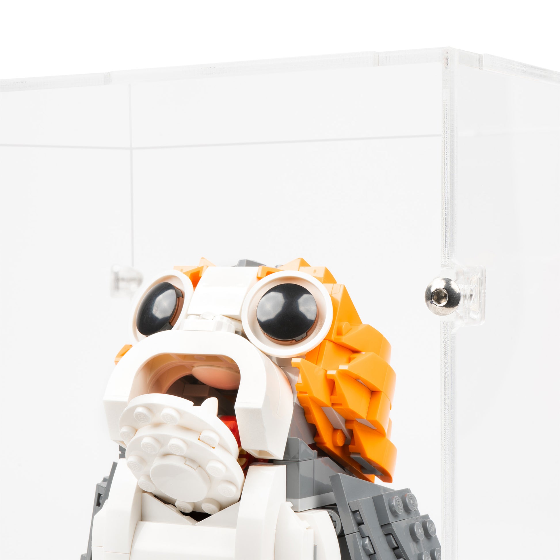 Top fitting view of LEGO 75230 Porg Display Case.