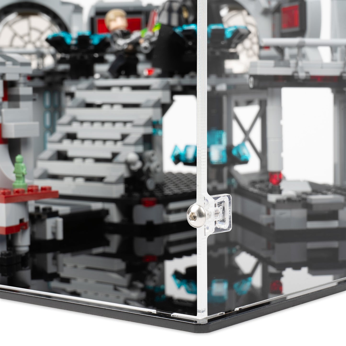Fitting detail view of LEGO 75291 Death Star Final Duel Display Case.