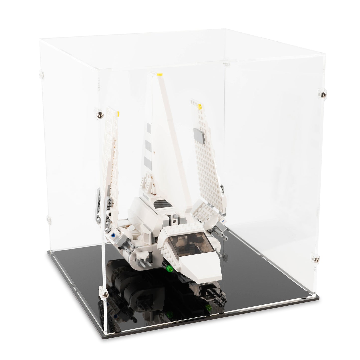 Angled top view of LEGO 75302 Imperial Shuttle Landing Display Case.