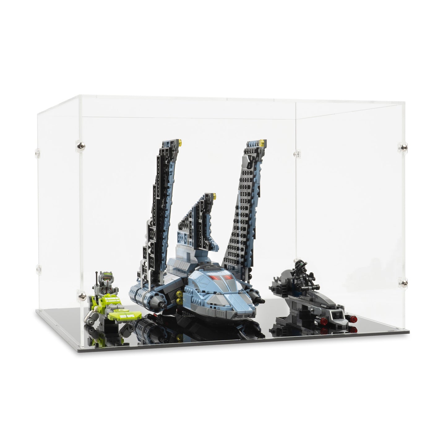 Angled view of LEGO 75314 The Bad Batch Attack Shuttle Display Case.