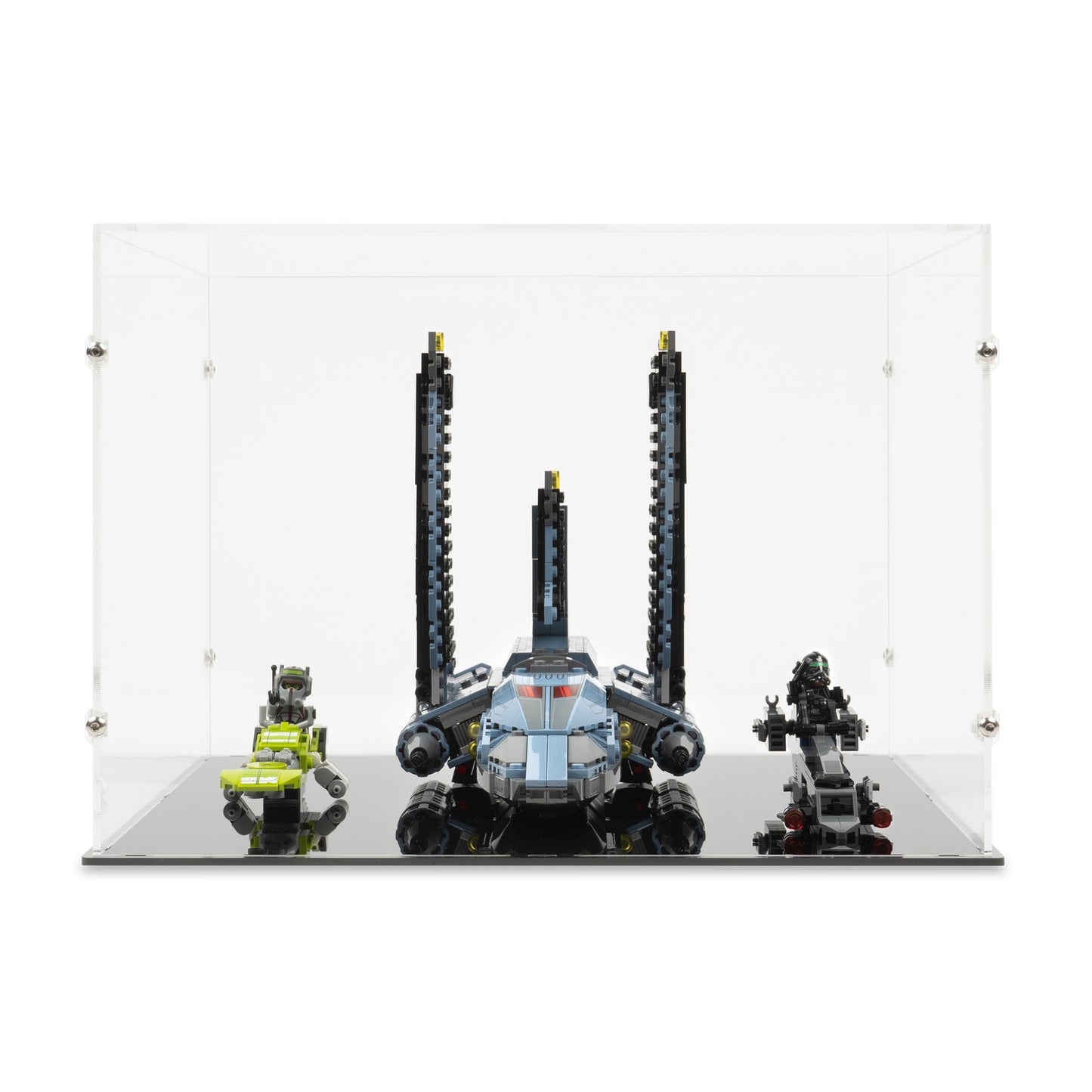 Front view of LEGO 75314 The Bad Batch Attack Shuttle Display Case.